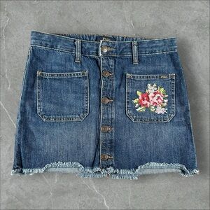 Polo By Ralph Lauren Skirt Womens 14 Blue Floral Mini Y2K Cottagecore Preppy 00s